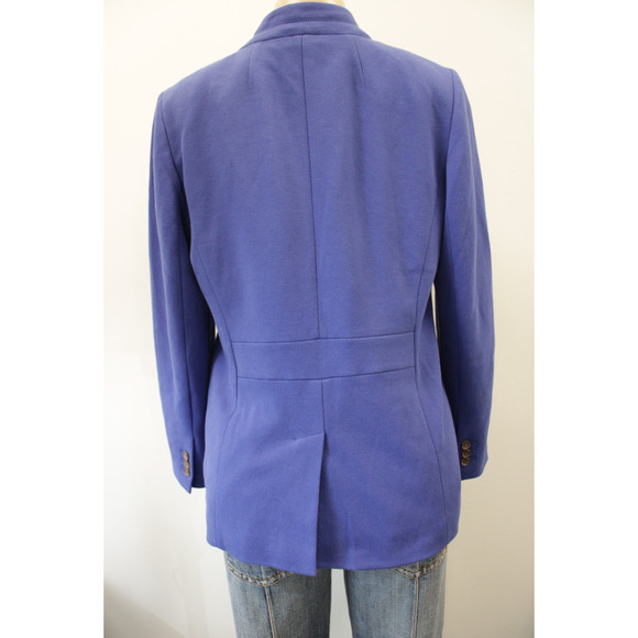 Talbots Blazer Womens Size 12 Blue Cotton Blend Collarless One Button Lined - Picture 3 of 9